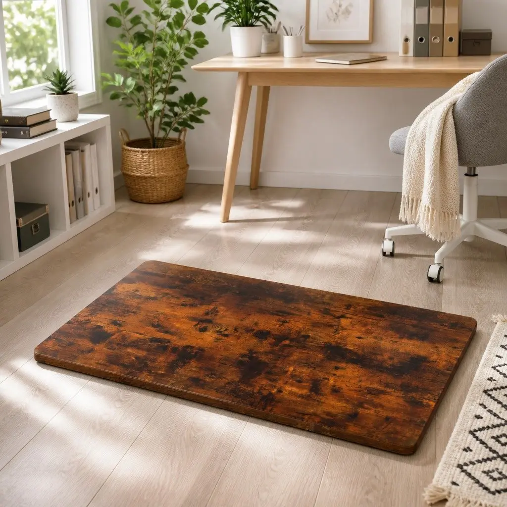 Standing Desk Top 140cm x 70cm Rustic Brown Pre-Drilled Surface for Office Workspace