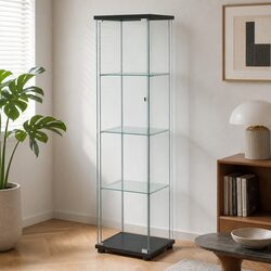 Stylish Black Glass Display Cabinet for Home and Office