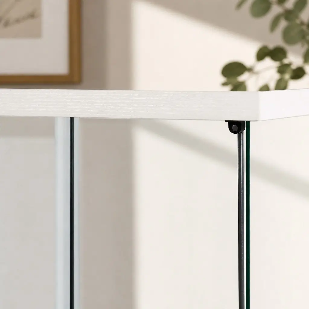 White 4 Tier Tempered Glass Cabinet for Storage and Display
