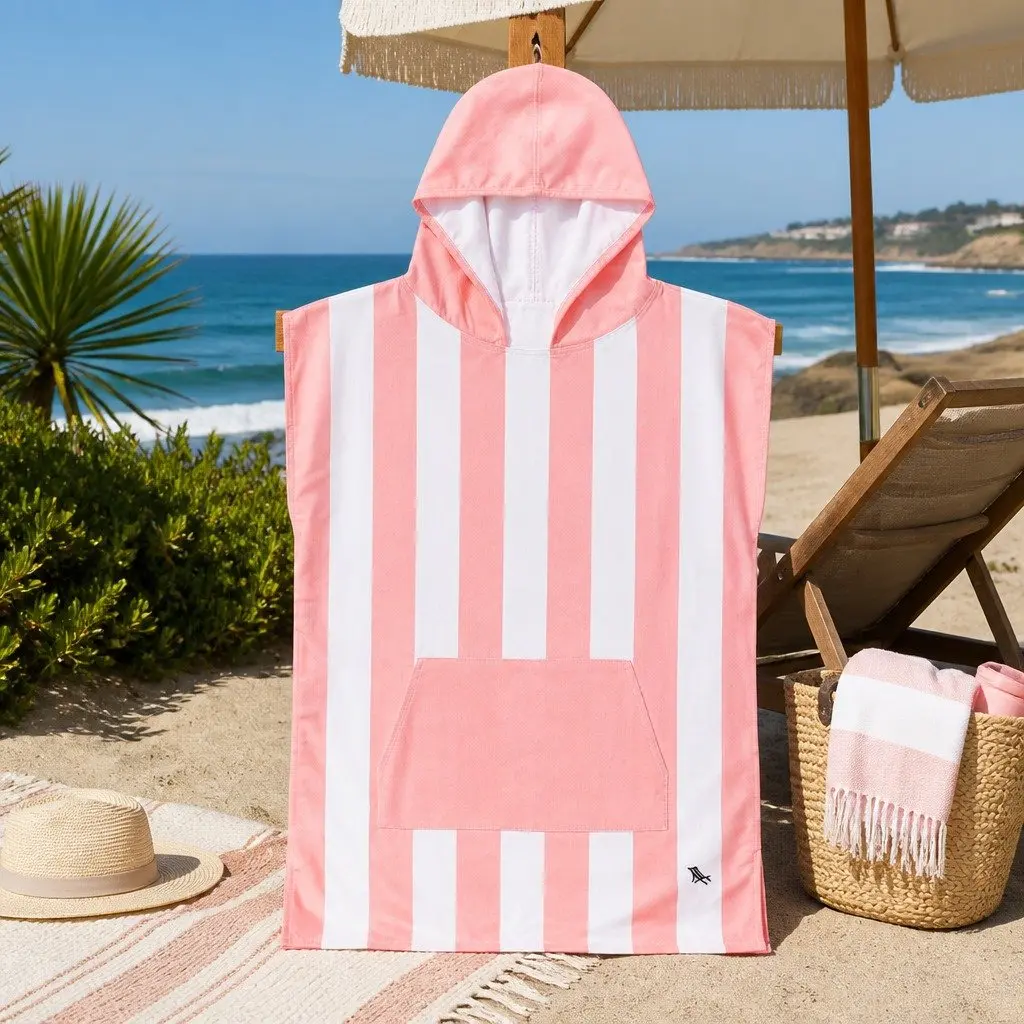 Kids Hooded Poncho Towel M Quick Dry Beach Swim Cover Change Robe