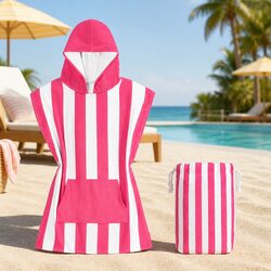 Kids Hooded Poncho Towel Quick Dry Beach Cover Change Robe XS 2-4 Years