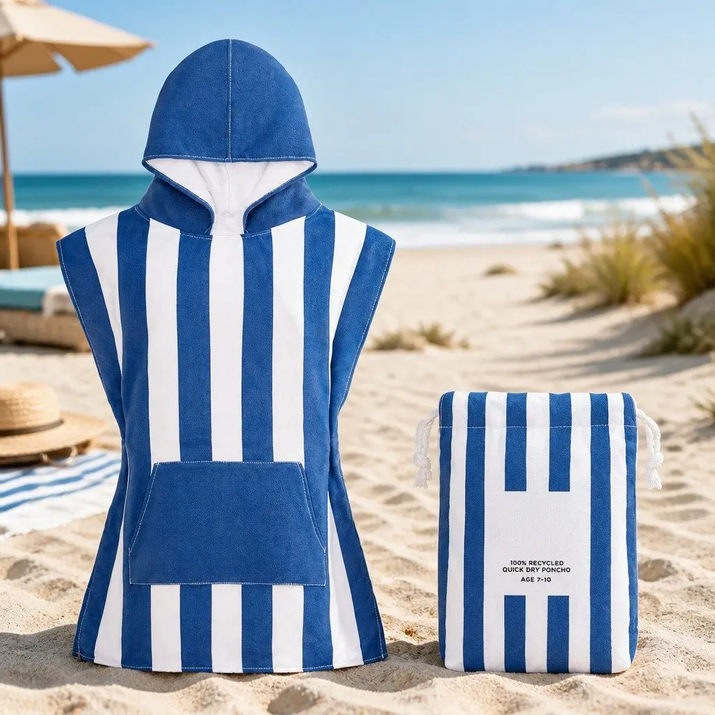 Kids Hooded Poncho Towel XS Quick Dry Beach Cover Change Robe