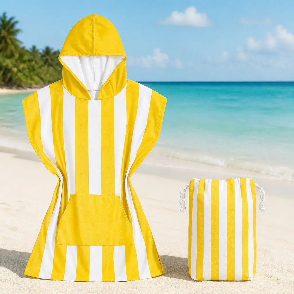 Kids Hooded Poncho Towel Quick Dry XS 2-4 Years Beach Cover