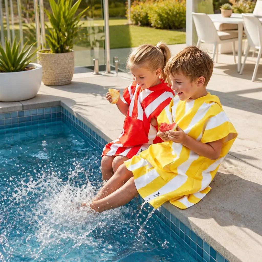 Kids Hooded Poncho Towel Quick Dry XS 2-4 Years Beach Cover