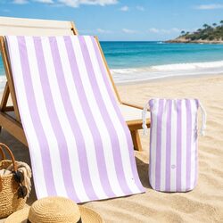 Compact Travel Towel with Cabana Stripes - Quick Dry