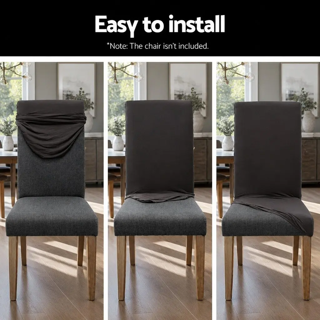 Dining Chair Covers Set 4 Spandex Stretch Slipcovers Grey Smooth Fabric