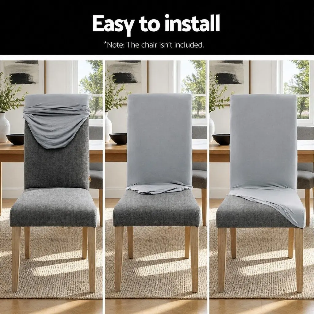 Dining Chair Covers 4x Stretchable Removable Grey Slipcovers