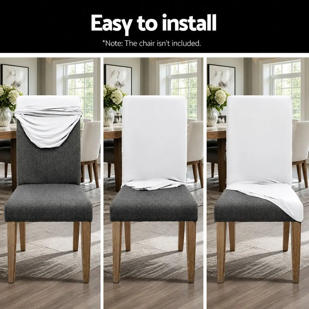Dining Chair Covers 6 Pack Spandex Stretch Slipcovers Smooth Fabric Easy to Wash