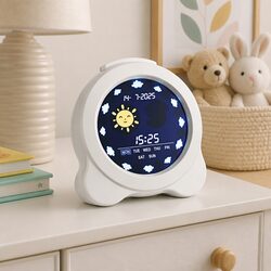 Digital Day Clock Calendar Alarm LCD Display 3.8 Inch White Children Sleep