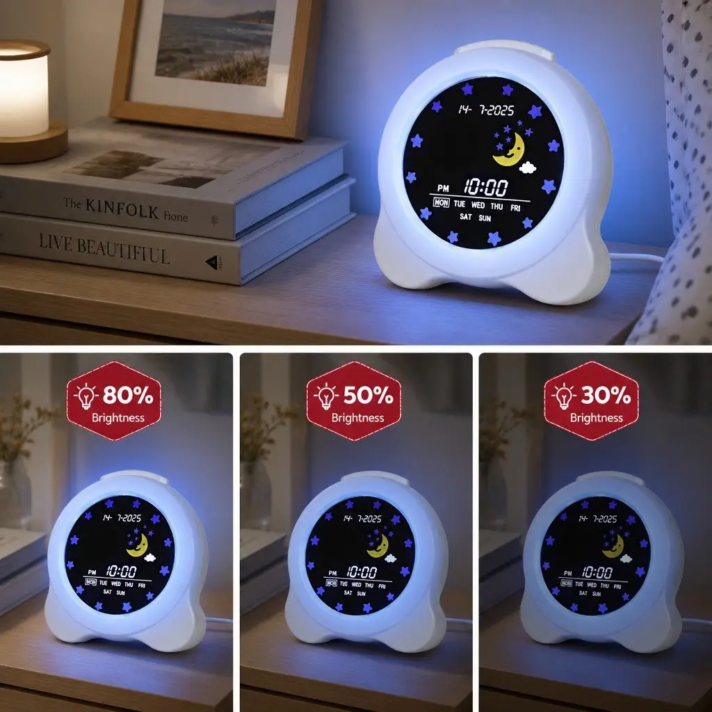Digital Day Clock 3.8 Inch LCD Display Dual Alarm with Day Night Mode