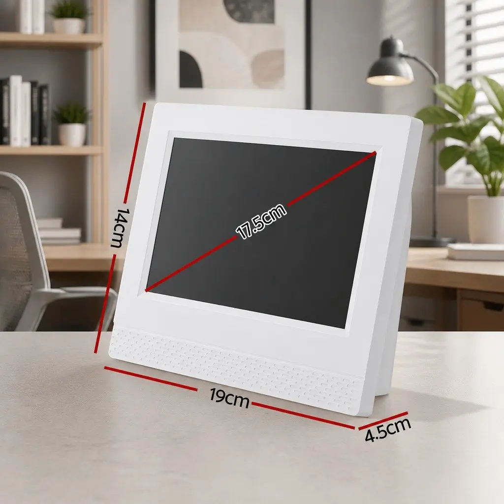 7 Inch Digital Day Clock Calendar Alarm Large LCD Display White Desk Clock