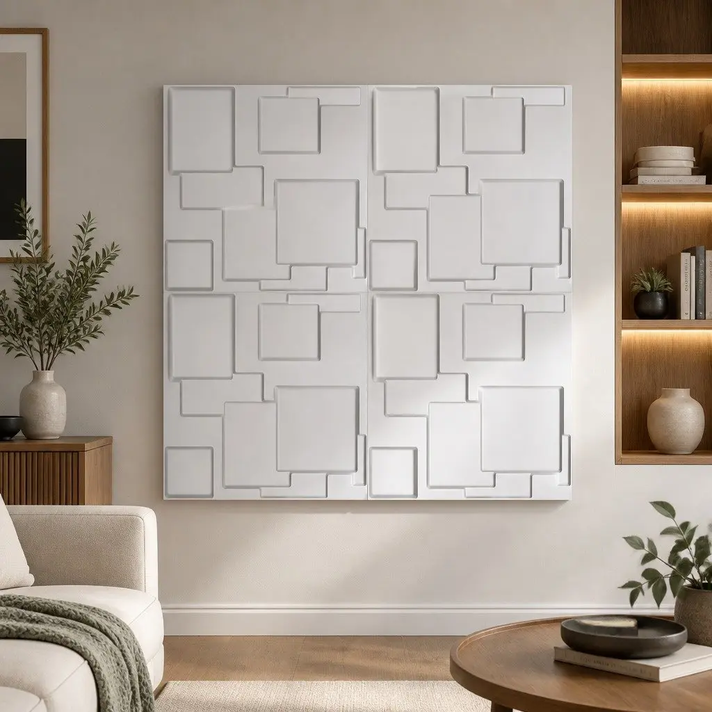 3D Wall Panels 50x50cm Embossed Texture DIY Home Interior Decoration 12 Piece Set
