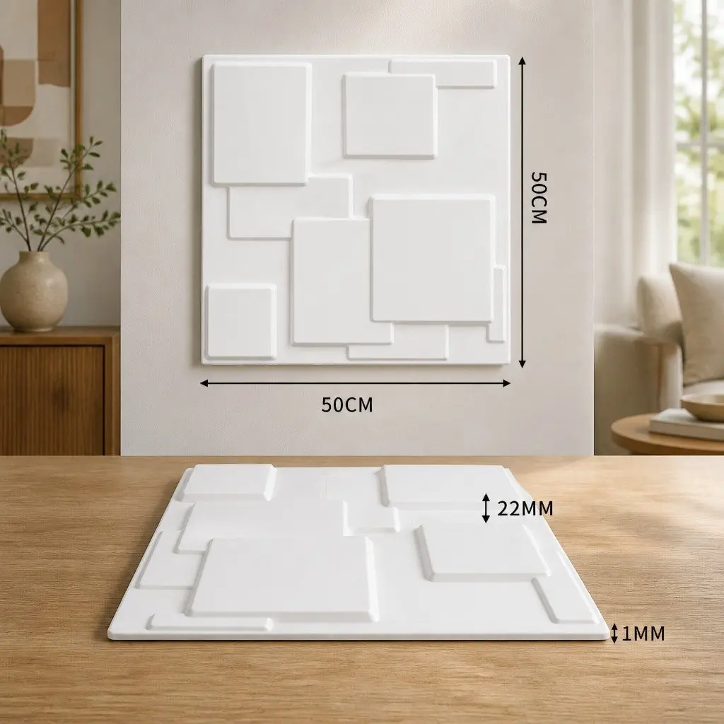3D Wall Panels 50x50cm Embossed Texture DIY Home Interior Decoration 12 Piece Set