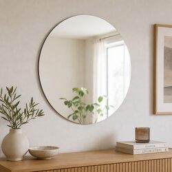 50cm Round Frameless Tempered Glass Wall Mirror Modern Bathroom Bedroom Home