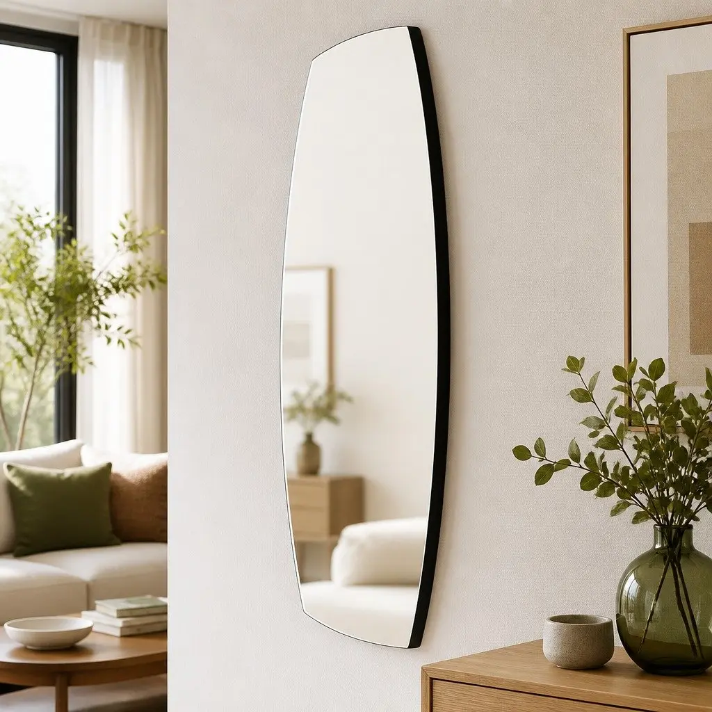 50cm Round Frameless Tempered Glass Wall Mirror Modern Bathroom Bedroom Home