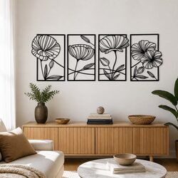 Enhance Your Home with 4 Pieces of Floral Metal Wall Art