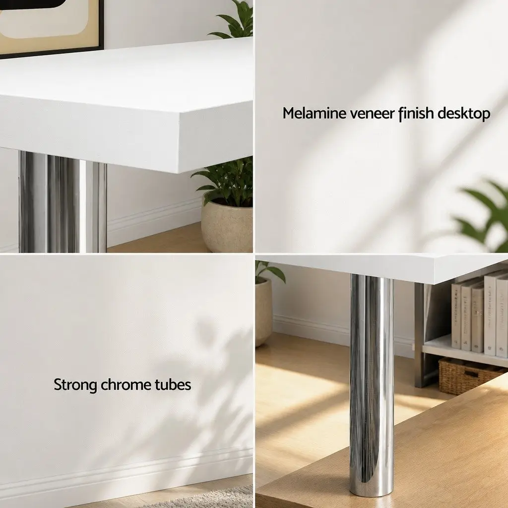L-Shape Computer Desk with Bookshelf Rotatable Shelf Storage White Office