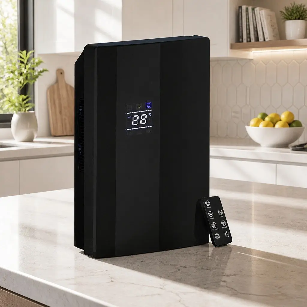 Dehumidifier 2L Water Tank Air Purifier Black Quiet Remote Control Timer