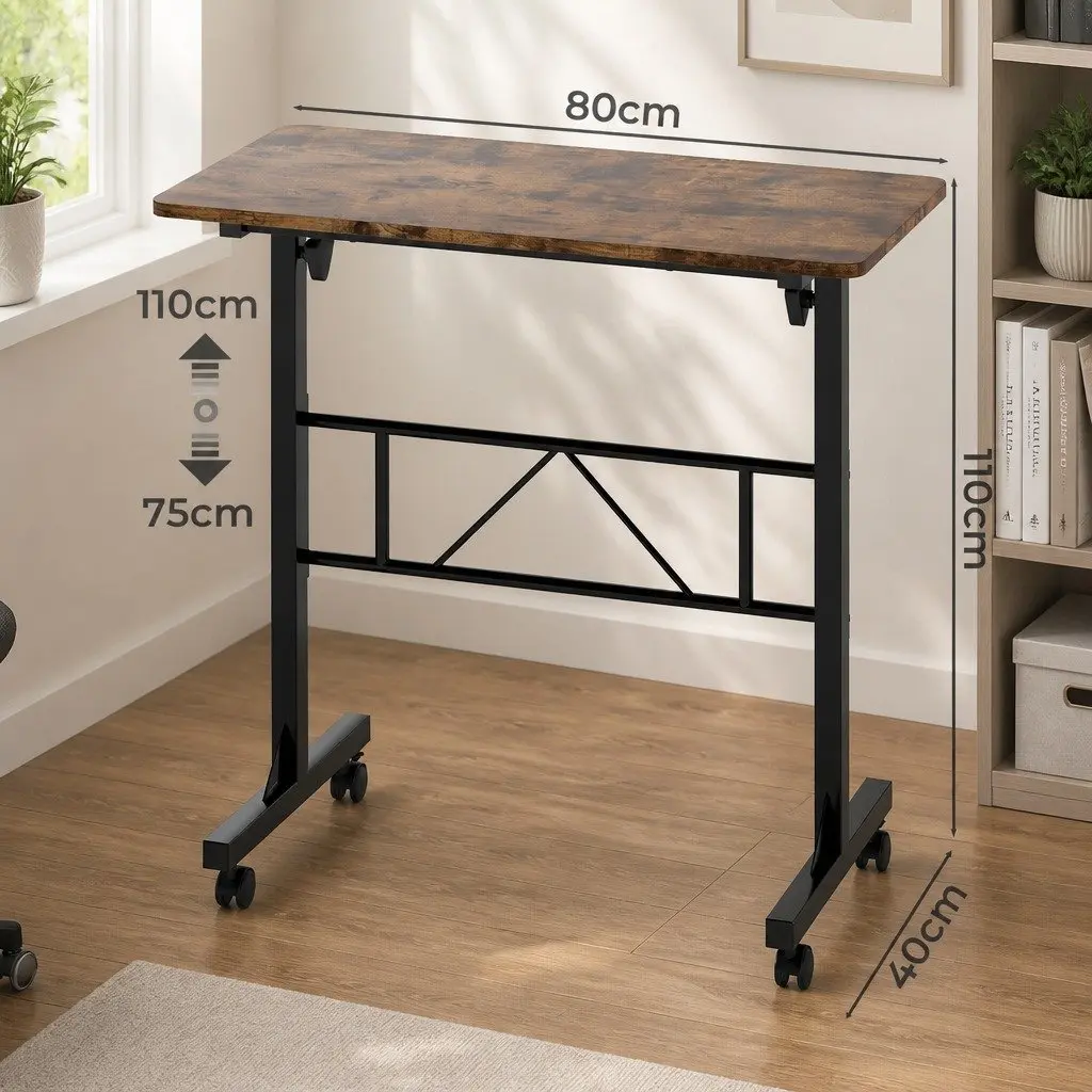Height Adjustable Standing Desk Mobile Workstation 75cm to 110cm with 360° Rotating Wheels