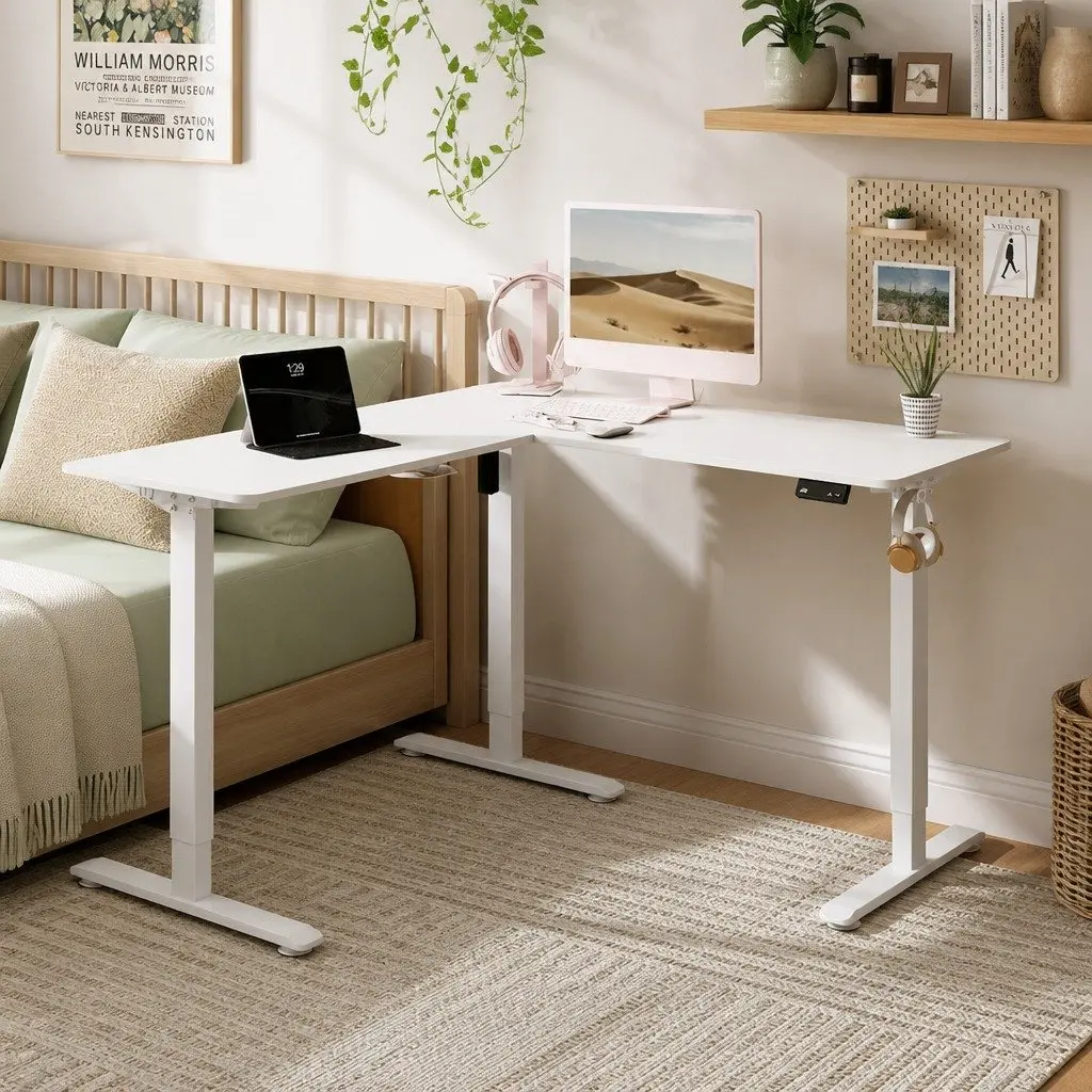 Electric Standing Desk 130cm Adjustable Height Motorised Sit Stand Table for Home Office