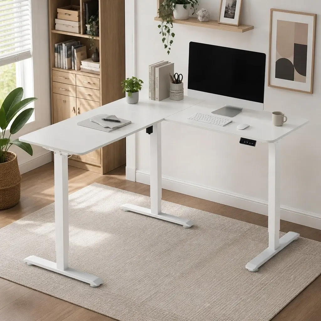 Electric Standing Desk 130cm Adjustable Height Motorised Sit Stand Table for Home Office