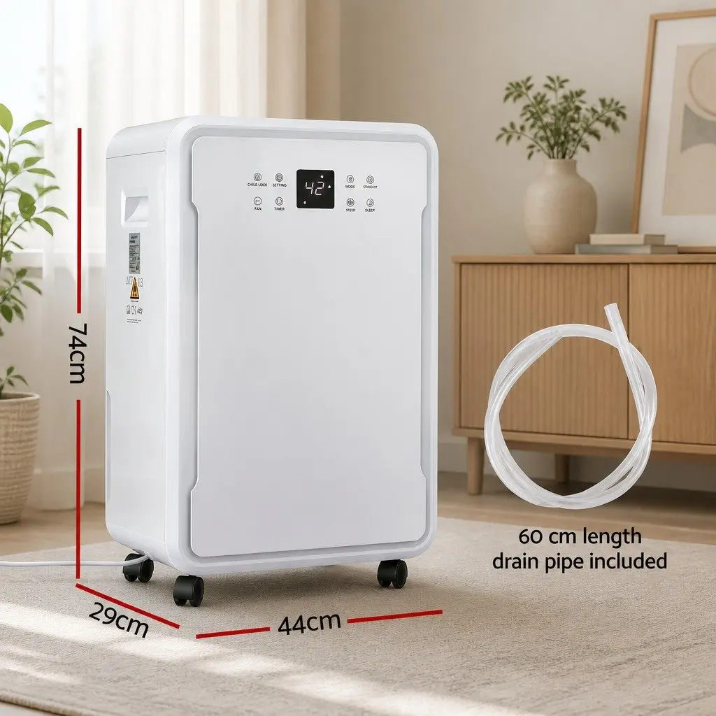 Dehumidifier 50L/Day Large Room Air Dryer White Laundry Mode Timer