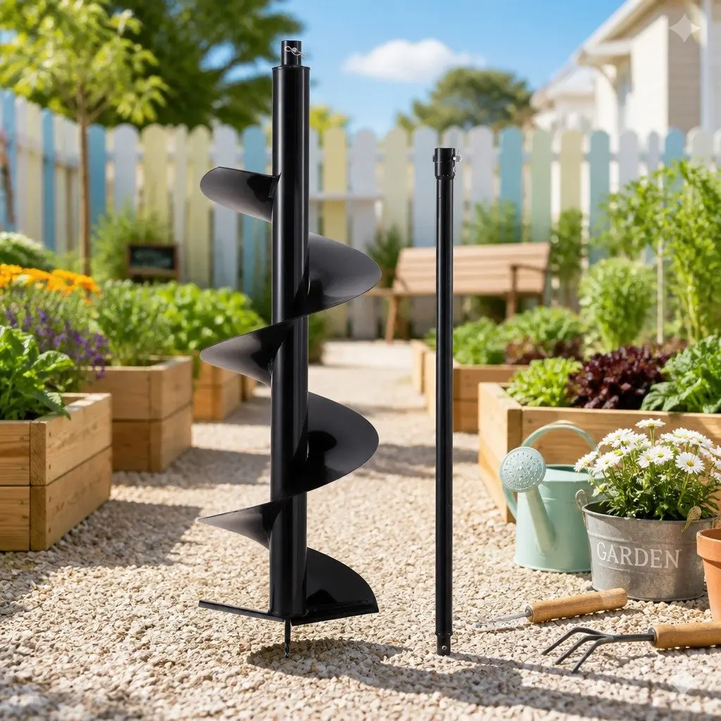 Post Hole Digger Auger Drill Bit 300mm with 80cm Extension Shaft for Garden