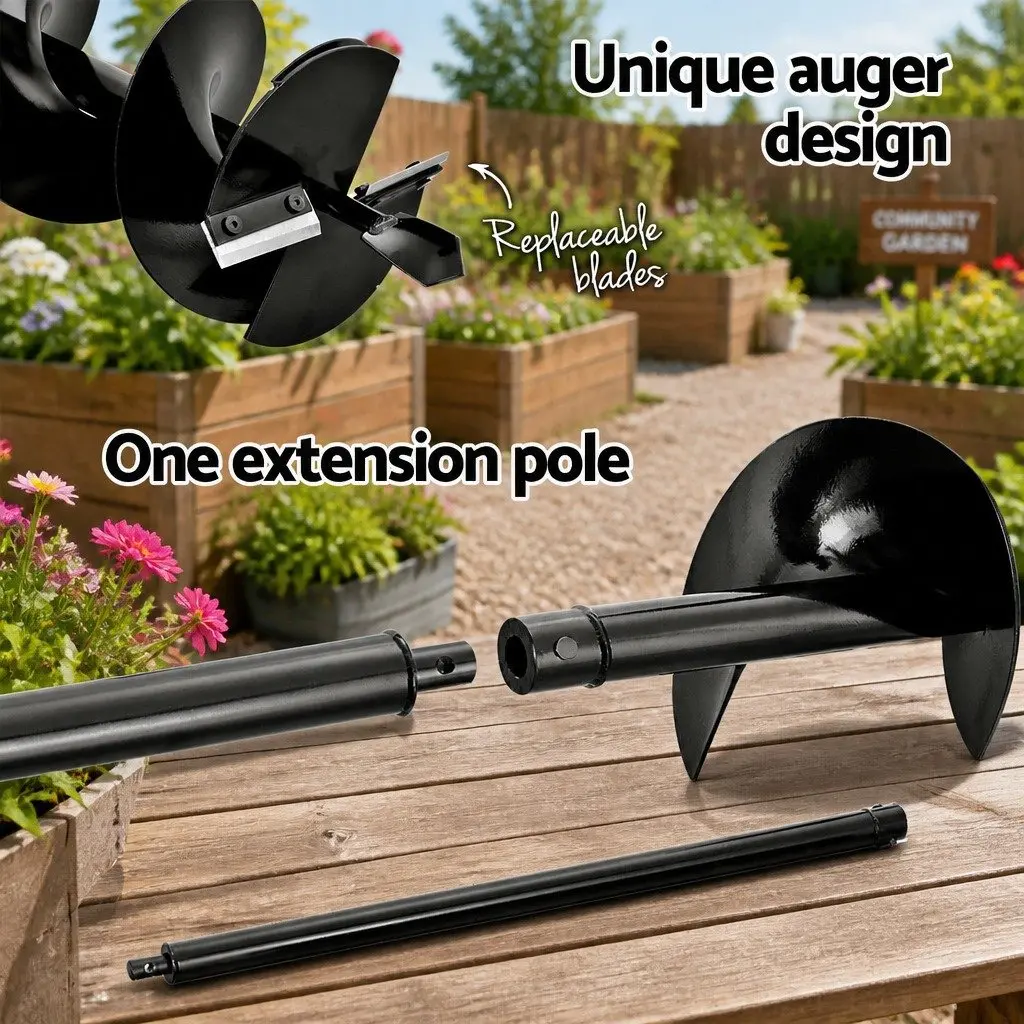 Post Hole Digger 65cc Petrol Petrol Auger Borer Extension Bits Ground Drilling