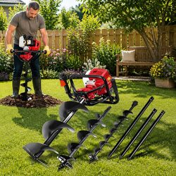 65CC Petrol Post Hole Digger Auger Borer Extension Bits Fence Decking Garden