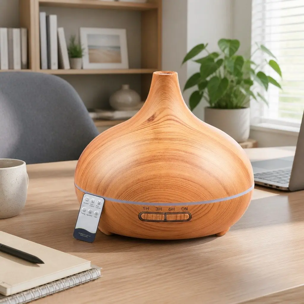 Aroma Diffuser 300ml Light Wood Ultrasonic Mist Aromatherapy Night Light 4-in-1 Function