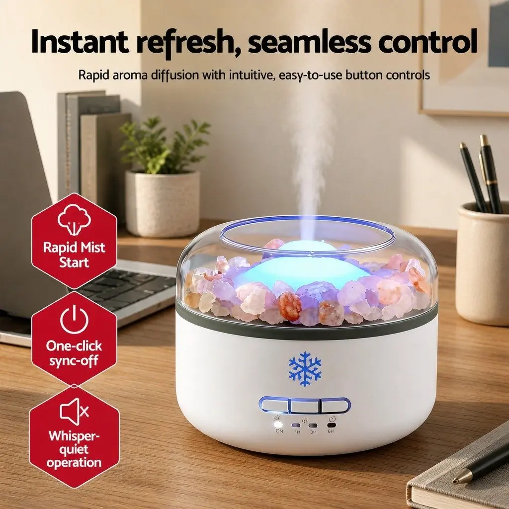 Aroma Diffuser 150ml Ultrasonic Humidifier Salt Lamp 7 LED Color Night Light