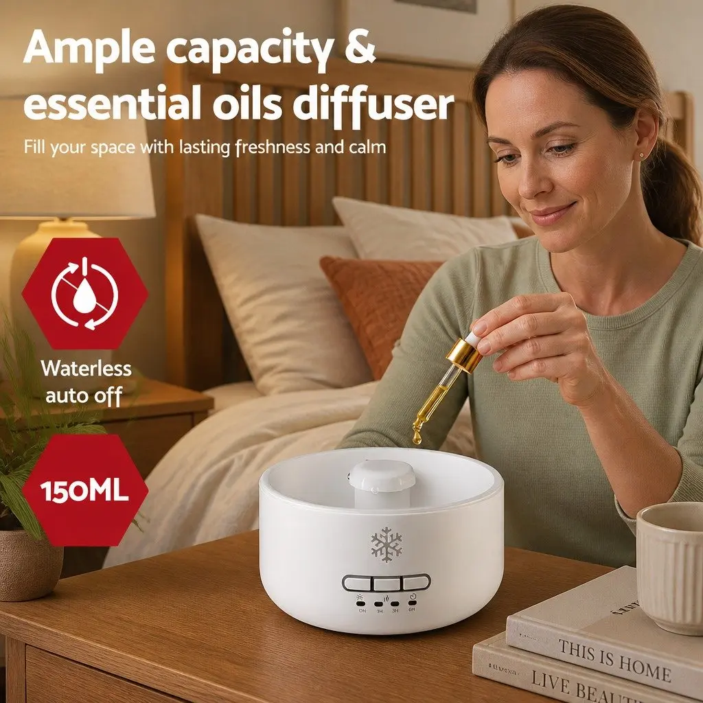 Aroma Diffuser 150ml Ultrasonic Humidifier Salt Lamp 7 LED Color Night Light