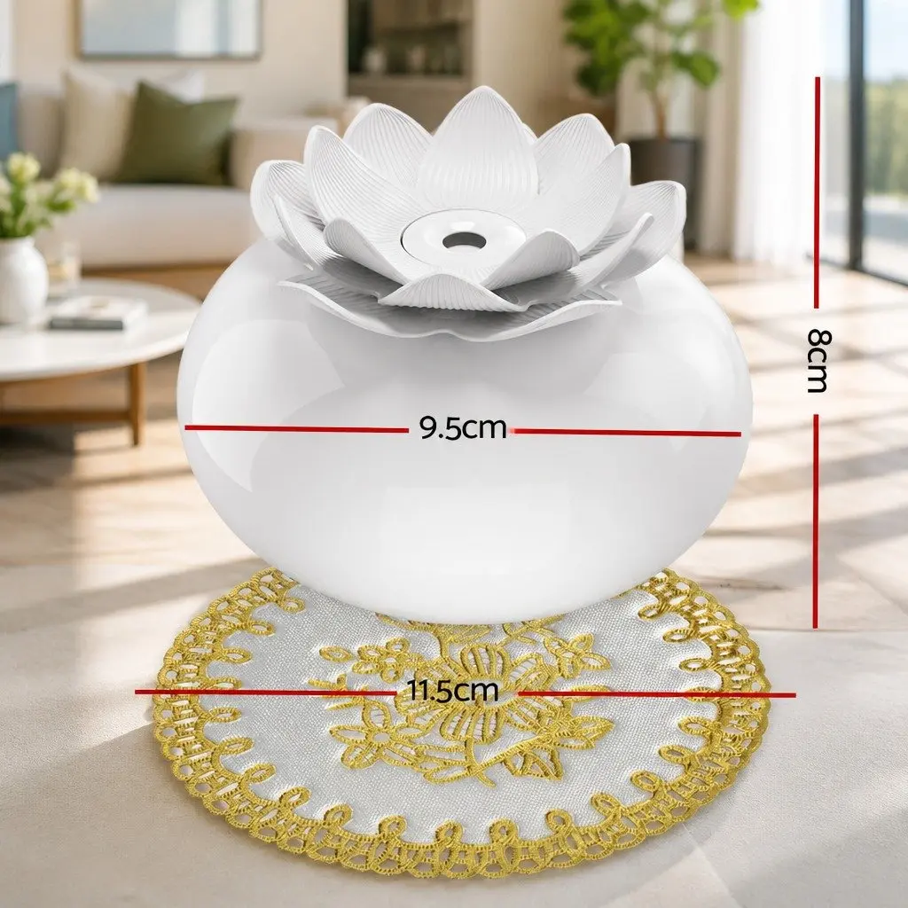 Aroma Diffuser 200ml Lotus Ceramic Ultrasonic Humidifier with Touch Control and Timer Settings