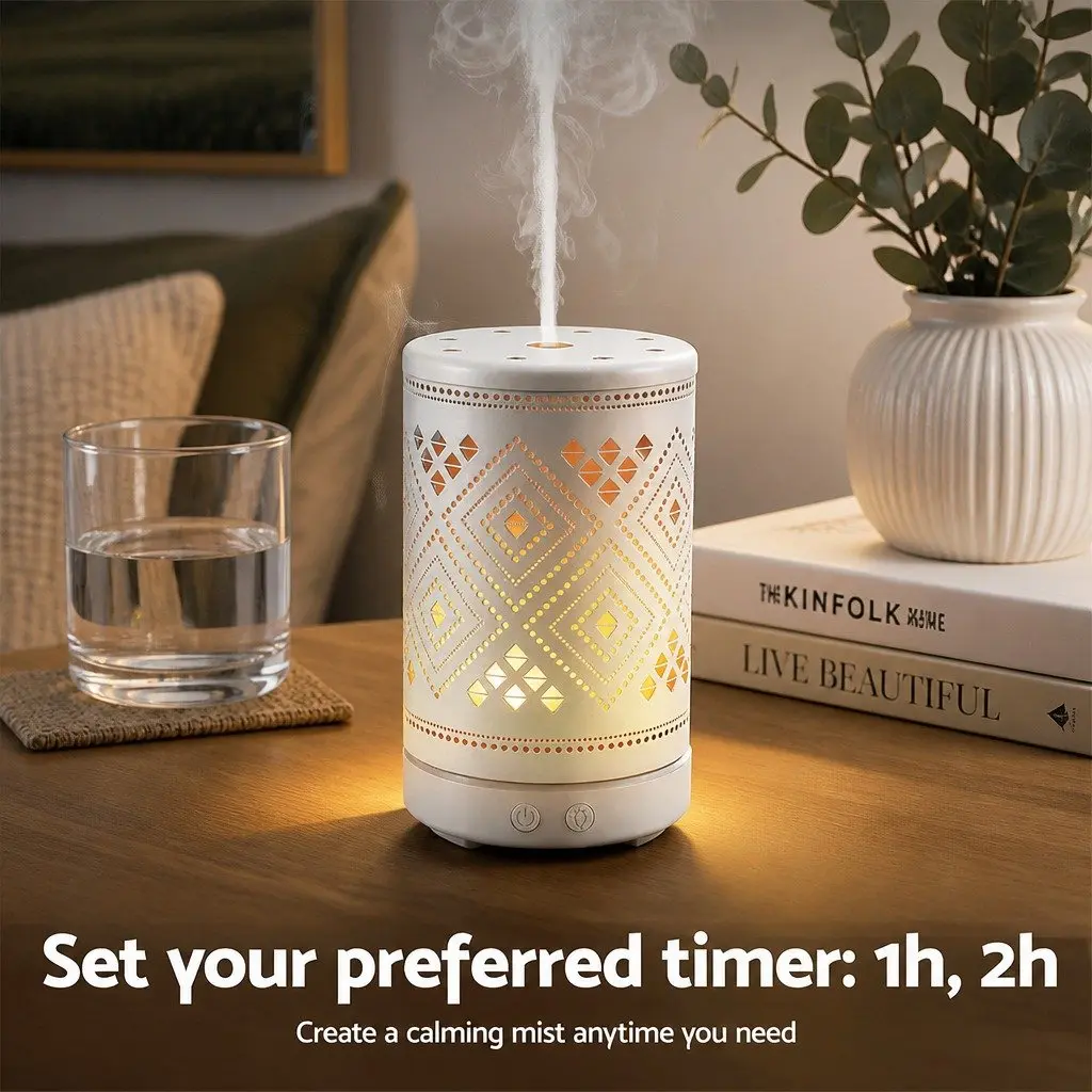 Aroma Diffuser 100ml Ultrasonic Humidifier with LED Night Light and 4-in-1 Function