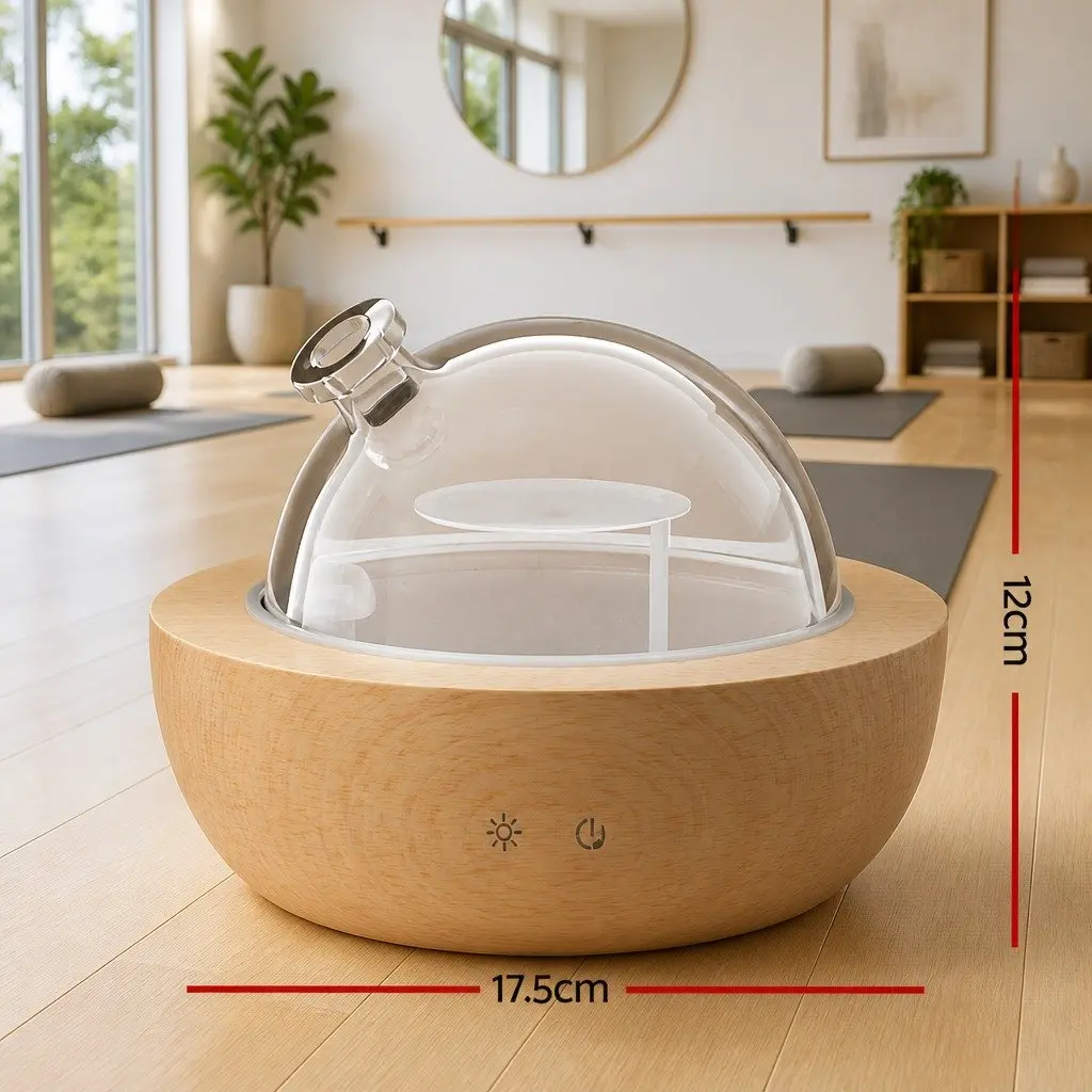 Aroma Diffuser 200ml Glass Dome Ultrasonic Technology with 4-in-1 Function and 7-Colour LED Night Light