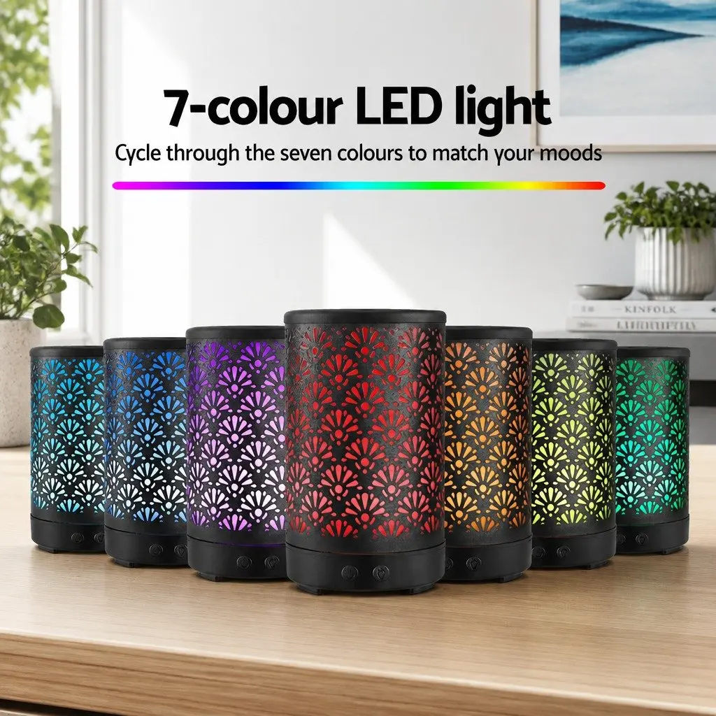 Aroma Diffuser 100ml Black 4-in-1 Ultrasonic Humidifier with Night Light and Remote Control