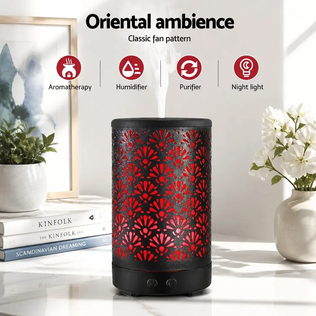 Aroma Diffuser 100ml Black 4-in-1 Ultrasonic Humidifier with Night Light and Remote Control