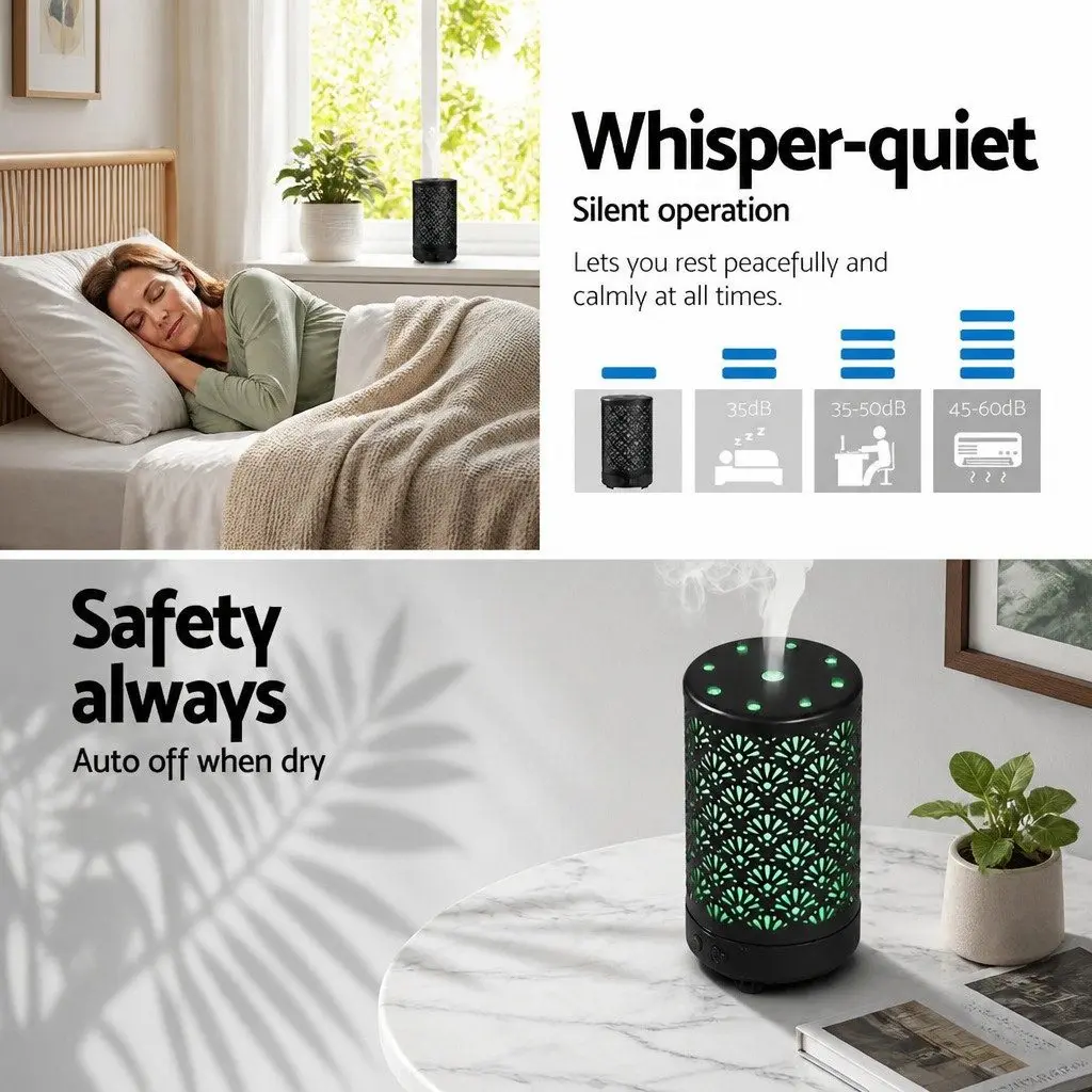 Aroma Diffuser 100ml Black 4-in-1 Ultrasonic Humidifier with Night Light and Remote Control