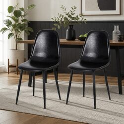 Enhance Your Space with 2 Retro Black Dining Chairs