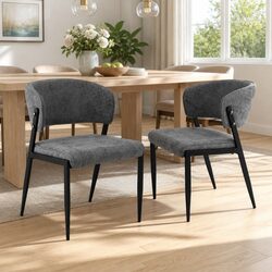 Enhance Your Dining Space with Grey Linen Chairs - 2 Pack