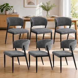 Elevate Your Dining Space with 6 Grey Upholstered Chairs
