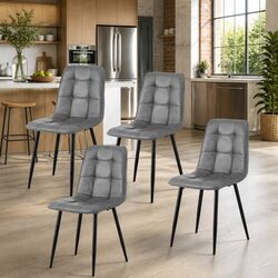 Set of 4 Accent Chairs in Grey for Kitchen or Dining Room
