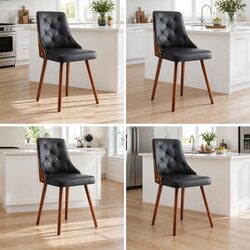 Enhance Your Dining Area with 4 Black PU Leather Chairs
