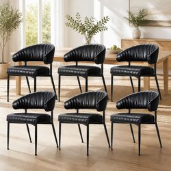 Set of 6 Black Leather Dining Chairs for a Stylish Home