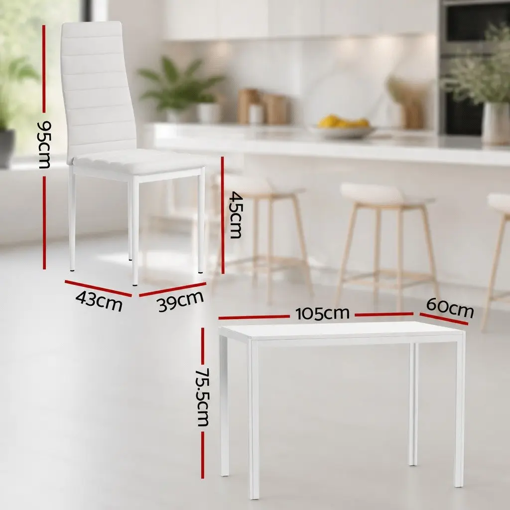 Dining Set 5 Piece White Dining Table and 4 Chairs Kitchen Room Furniture