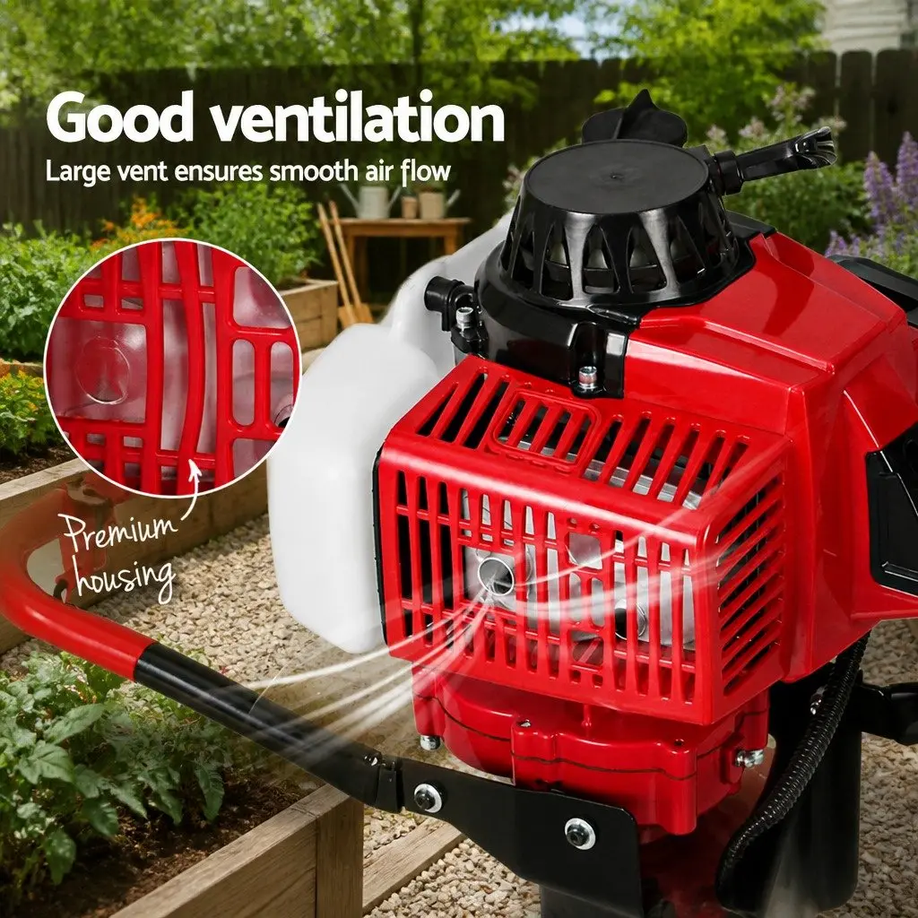 Post Hole Digger 63cc Petrol Engine 2-Stroke Auger with Extension Kit for Outdoor Digging