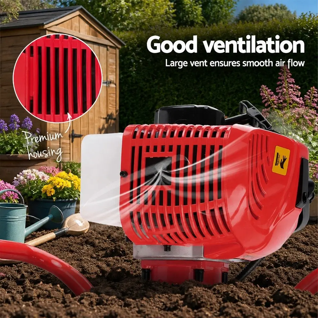 Post Hole Digger 200mm Petrol Powered Auger Drill with Extension for One or Two Person Operation