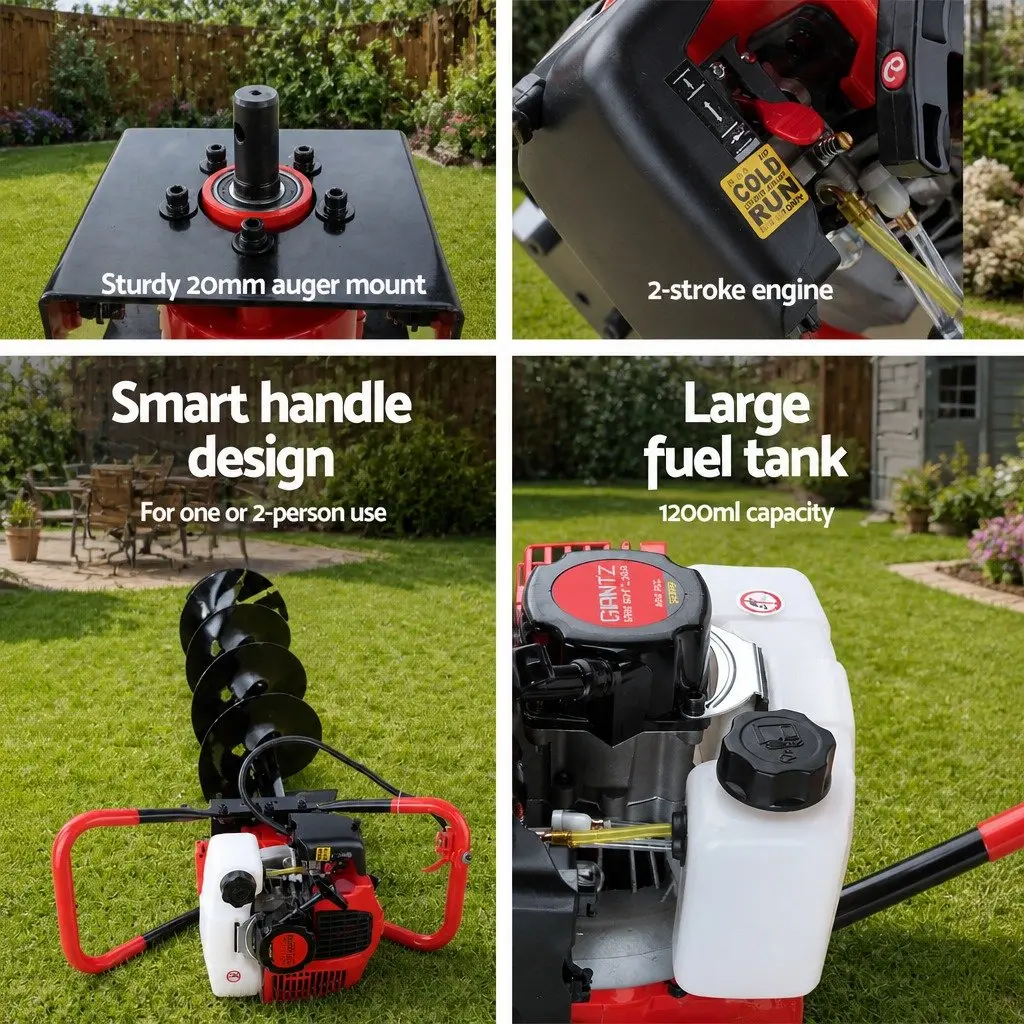 Post Hole Digger 65cc Petrol Power Drill 300mm Auger Extension Bits Earth Auger