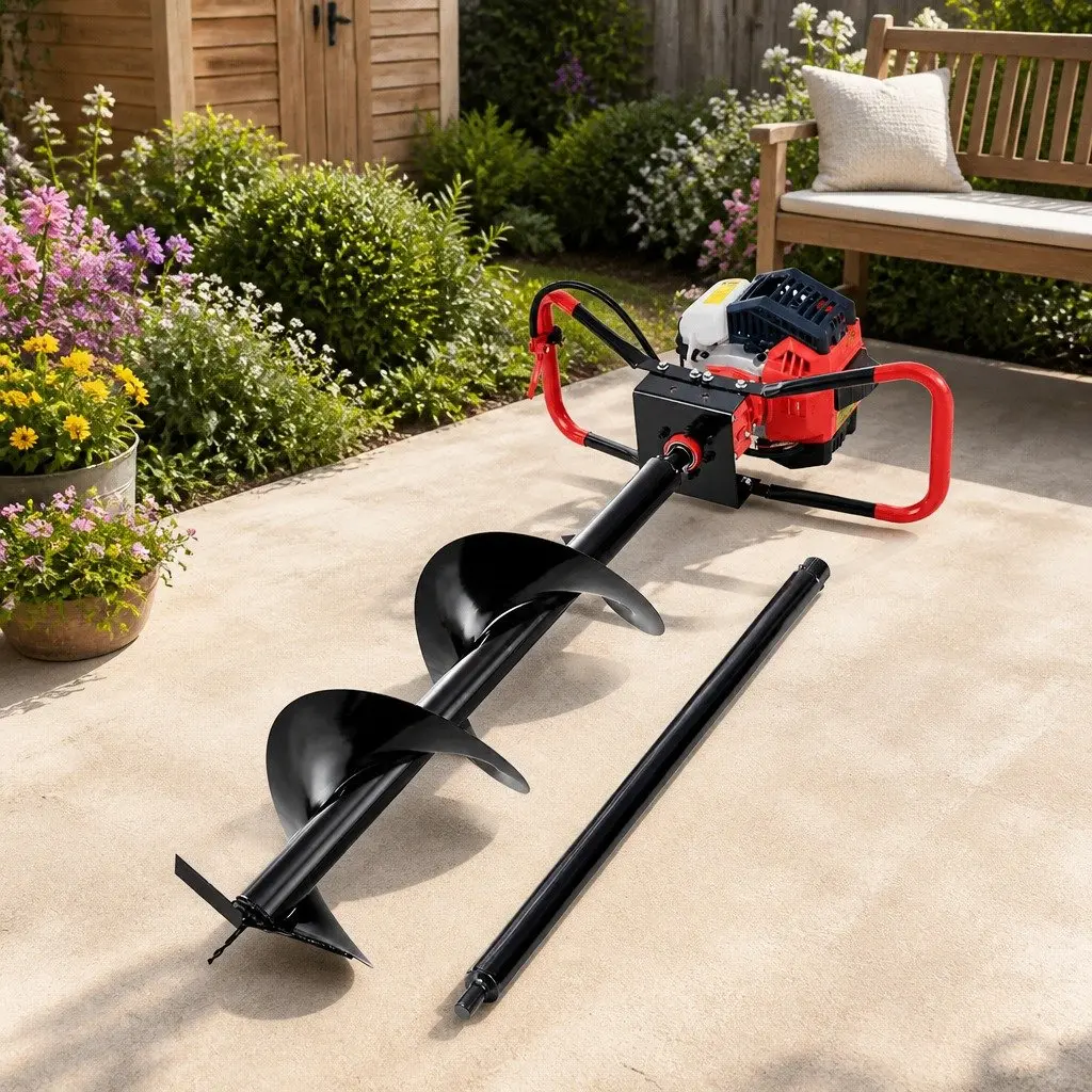 Post Hole Digger 300mm Heavy Duty Steel Auger with 65cc Engine and Anti-Vibration Handle