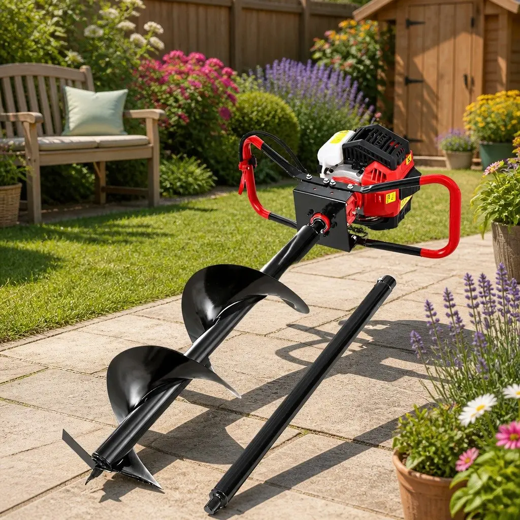 Post Hole Digger 300mm Heavy Duty Steel Auger with 65cc Engine and Anti-Vibration Handle